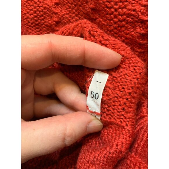 Loro Piana Men's Red Cable Knit Crew Neck Sweater, Size L | 50 - Picture 8 of 8